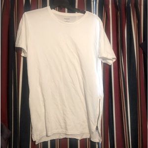Men’s White Tee with Side Zippers